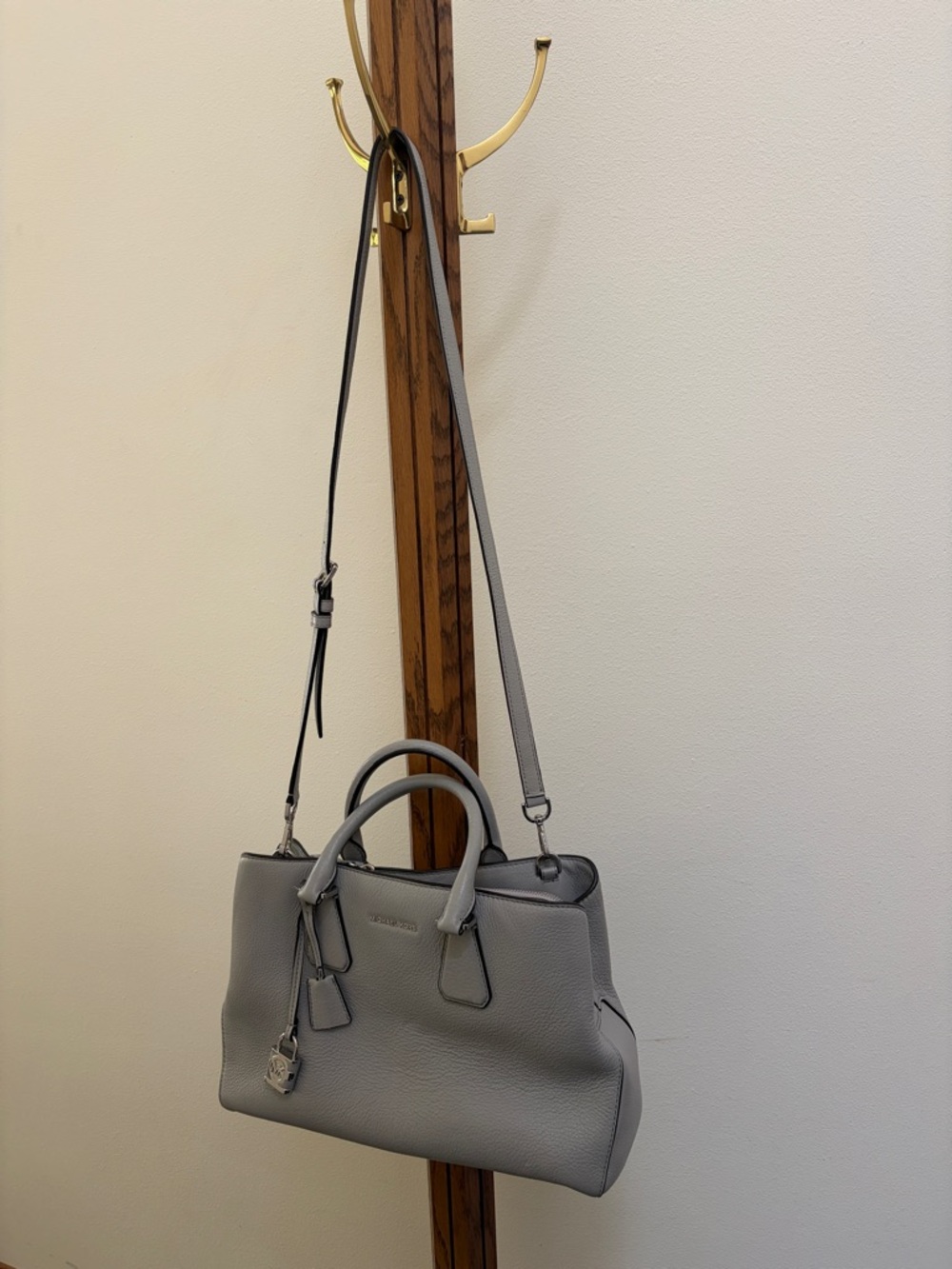 Michael Kors Gray Pebbled Leather Satchel - Picture 2 of 13